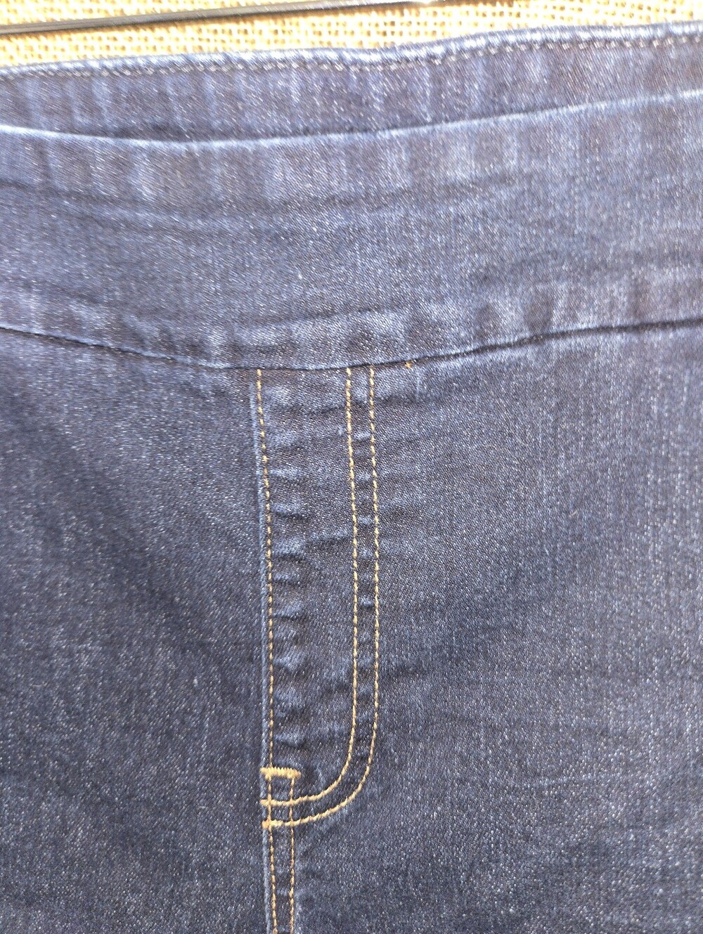 Dark Wash Straight Leg Jeans Elastic Waist Stretch Denim 12L - Picture 3 of 12